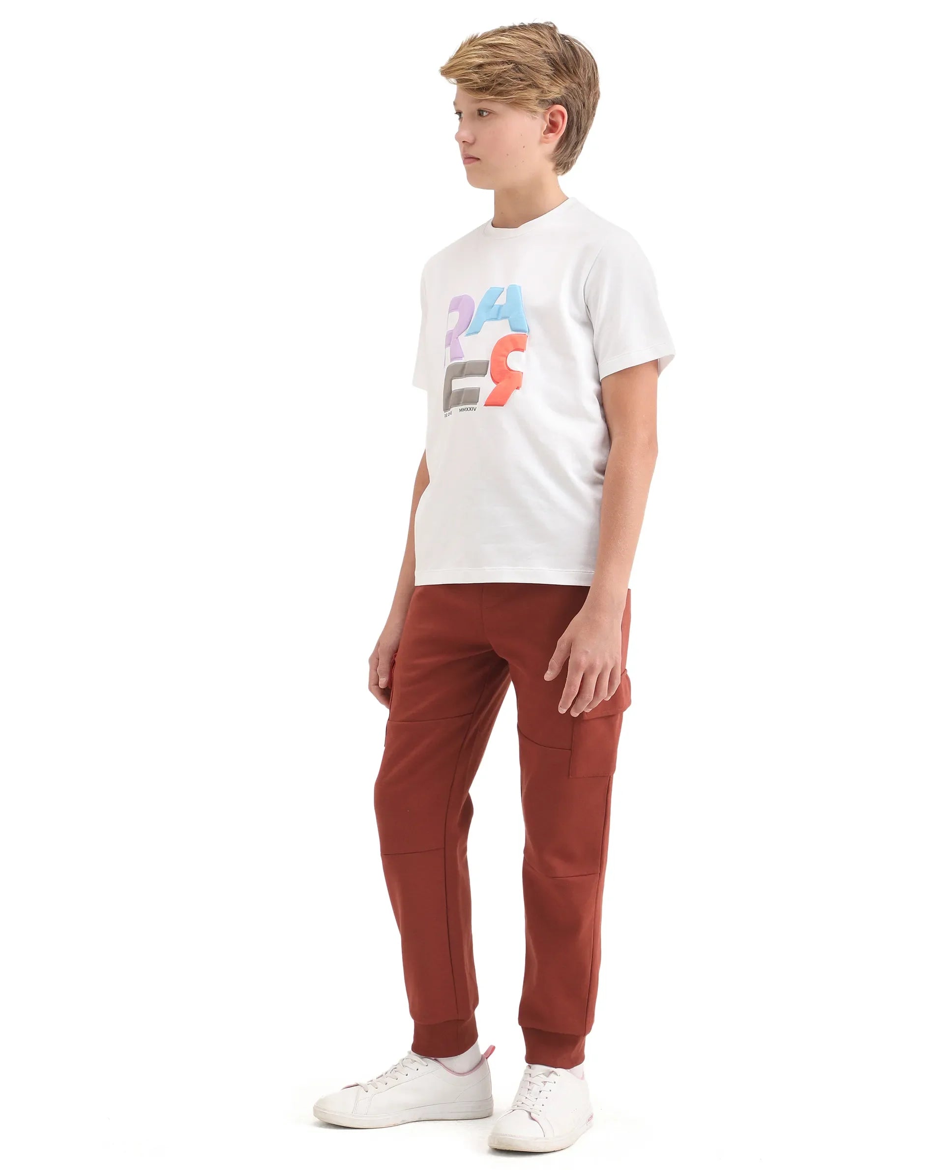 Rare Ones Kids Sym-B Rust Cotton Blend Plain Jogger Fit Trackpant