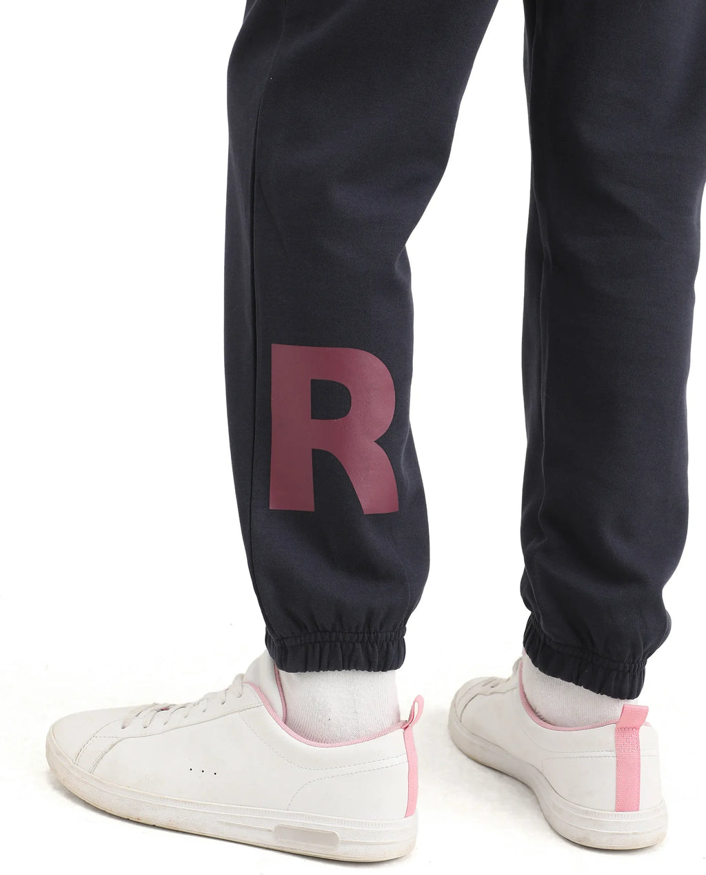 Rare Ones Kids Raven-B Navy Cotton Blend Drawstring Closure Pigment Print Regular Fit Trackpant