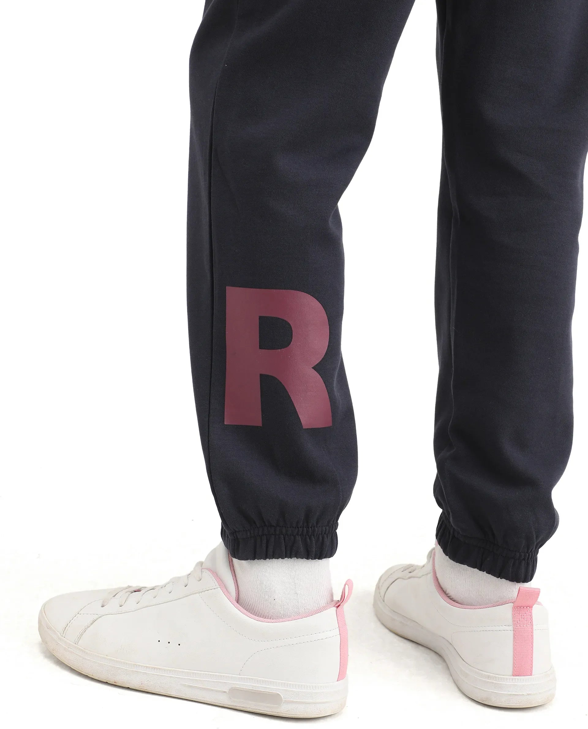 Rare Ones Kids Raven-B Navy Cotton Blend Drawstring Closure Pigment Print Regular Fit Trackpant