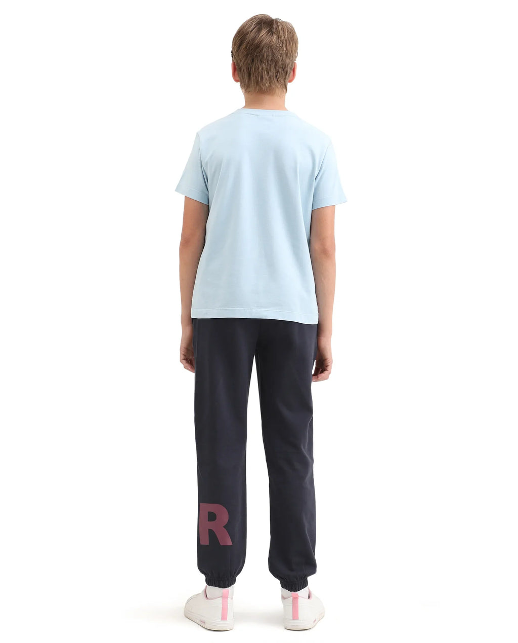 Rare Ones Kids Raven-B Navy Cotton Blend Drawstring Closure Pigment Print Regular Fit Trackpant