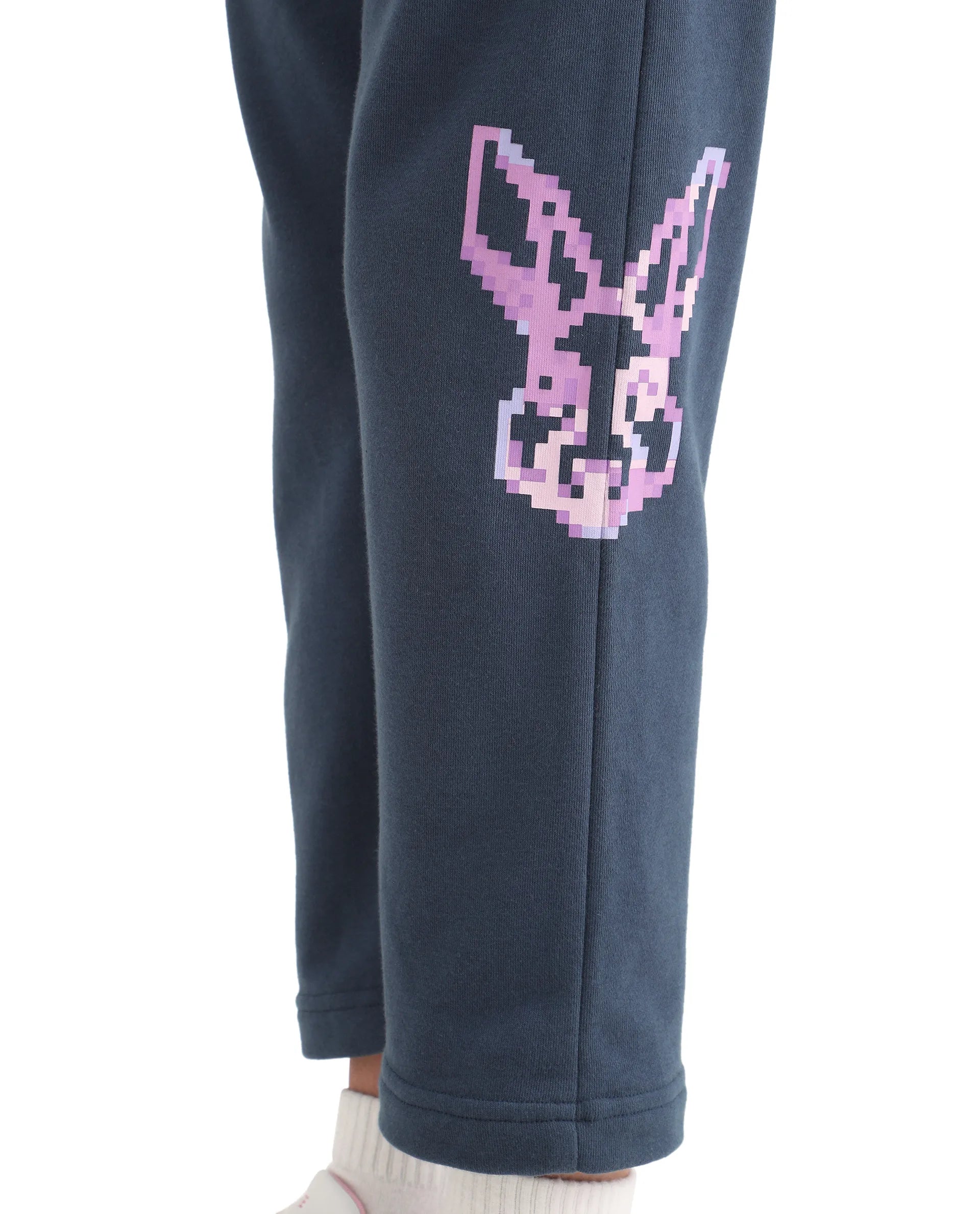 Rare Ones Kids Iver-B Navy Cotton Blend Drawstring Pigment Print Straight Fit Trackpant