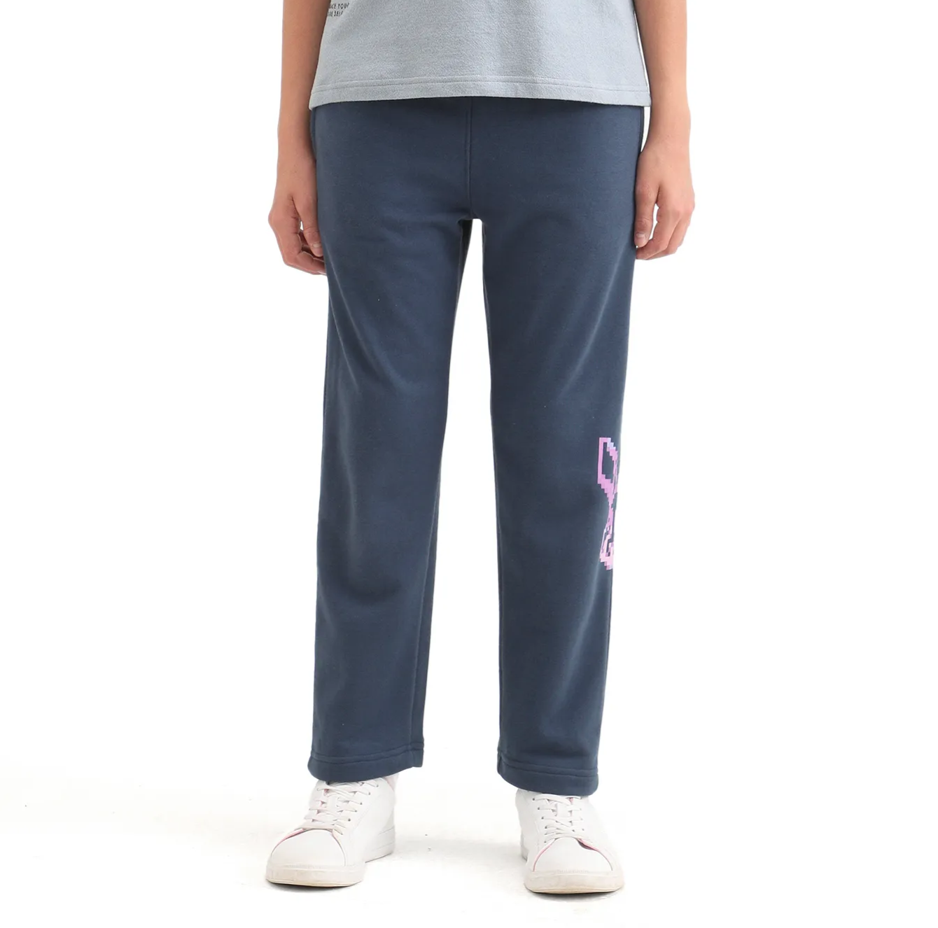 Rare Ones Kids Iver-B Navy Cotton Blend Drawstring Pigment Print Straight Fit Trackpant