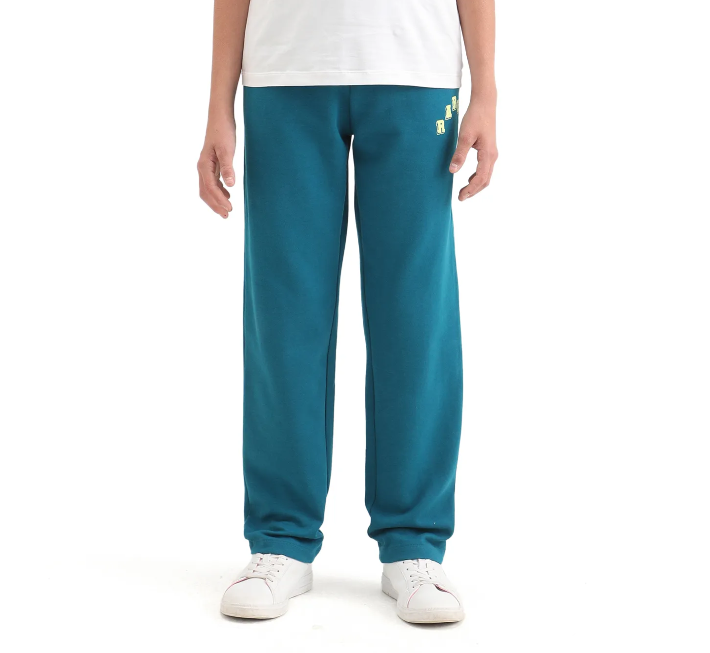 Rare Ones Kids Onyx-B Teal Cotton Blend Drawstring Closure Solid Straight Fit Trackpant