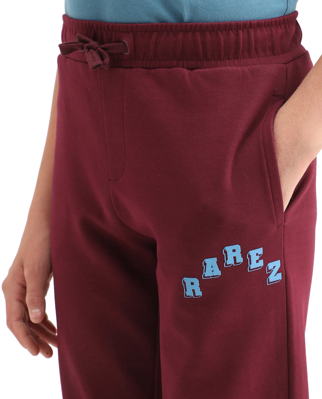 Rare Ones Kids Onyx-B Maroon Cotton Blend Drawstring Closure Graphic Print Straight Fit Trackpant