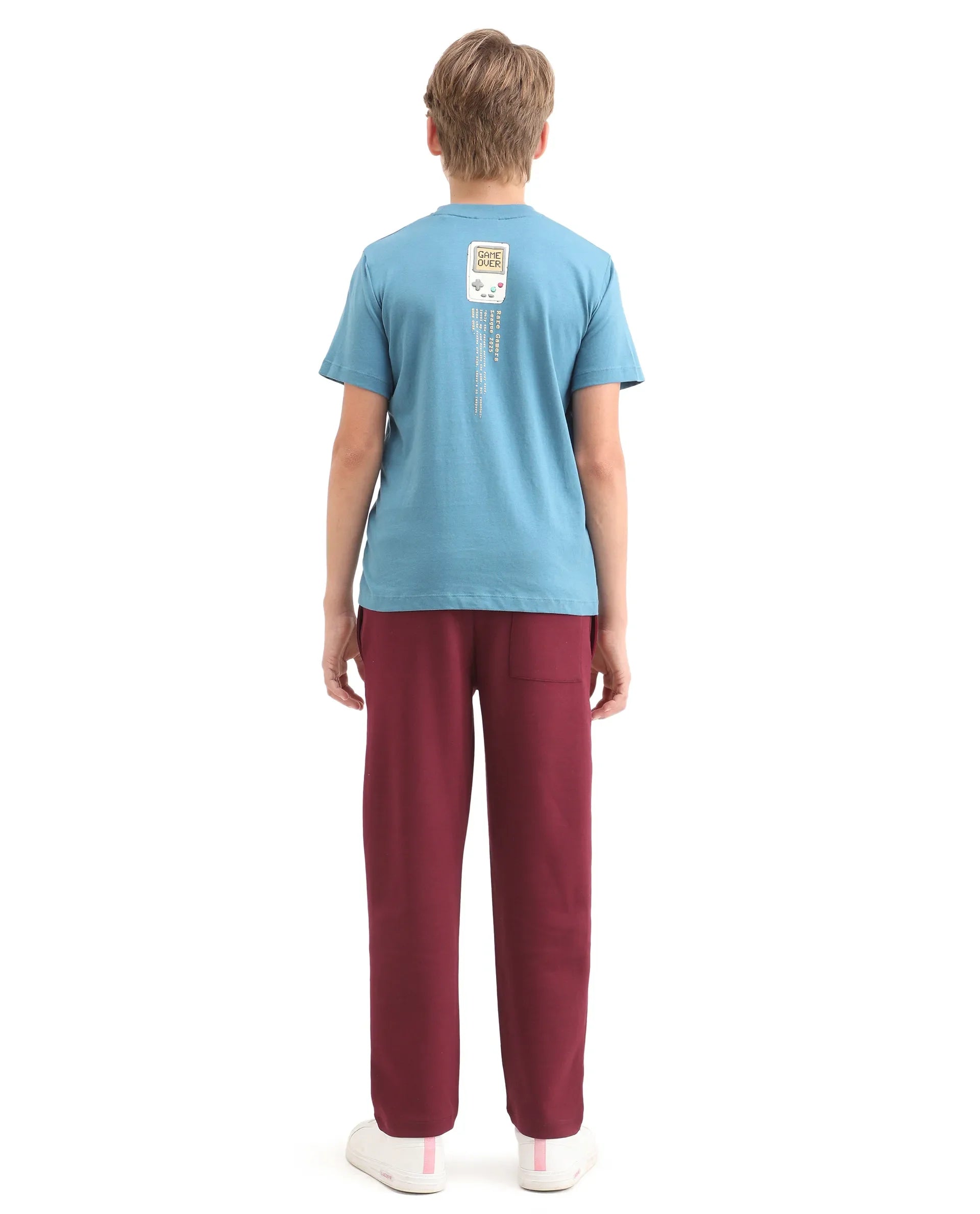 Rare Ones Kids Onyx-B Maroon Cotton Blend Drawstring Closure Graphic Print Straight Fit Trackpant