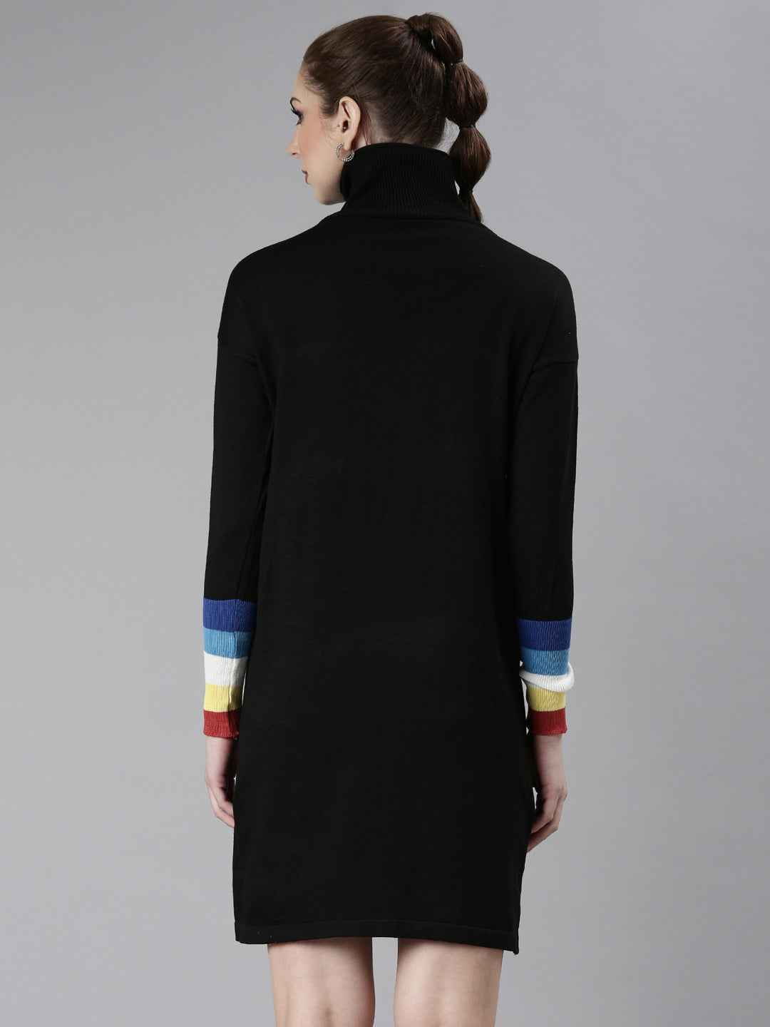 Women's Black High Neck Bodycon Dress