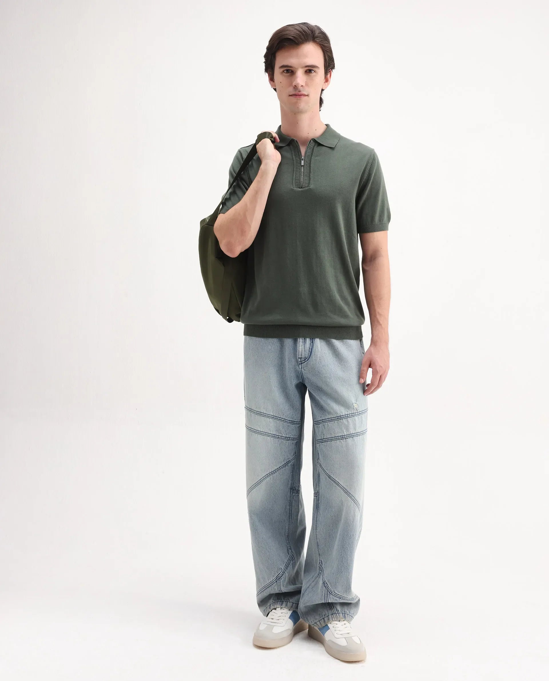 Rare Rabbit Men's Ryd Pastel Cotton Plain Regular Fit Half Sleeve Polo