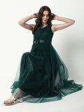 Women's Solid Green Gown Dress