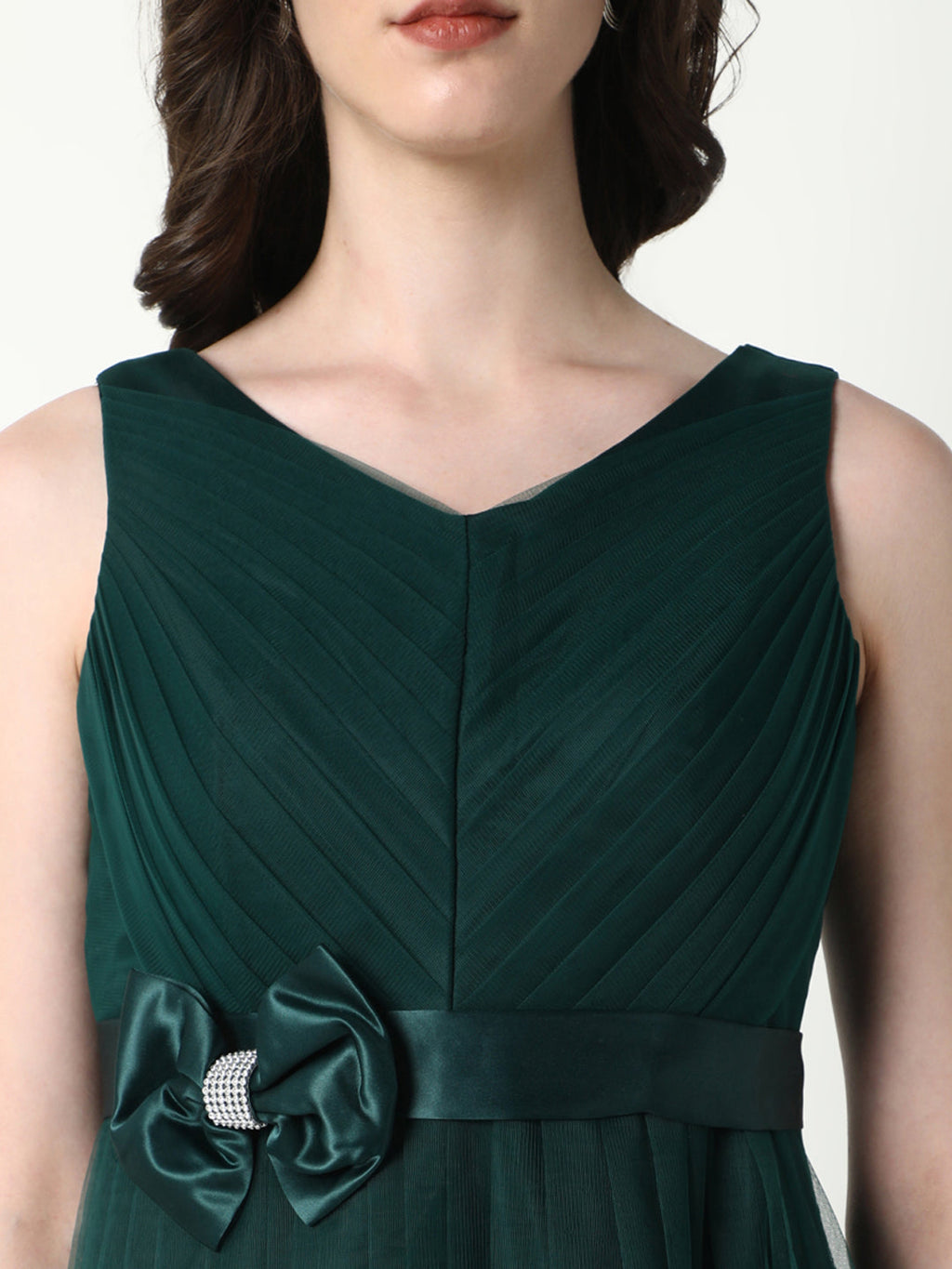 Women's Solid Green Gown Dress