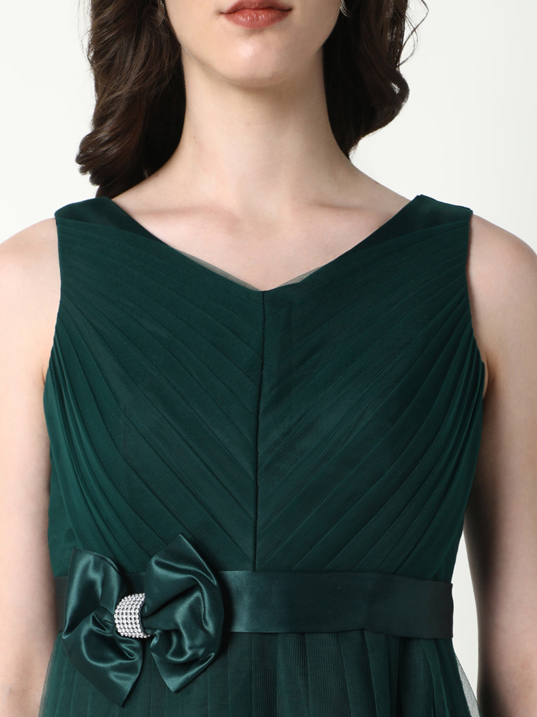 Women's Solid Green Gown Dress