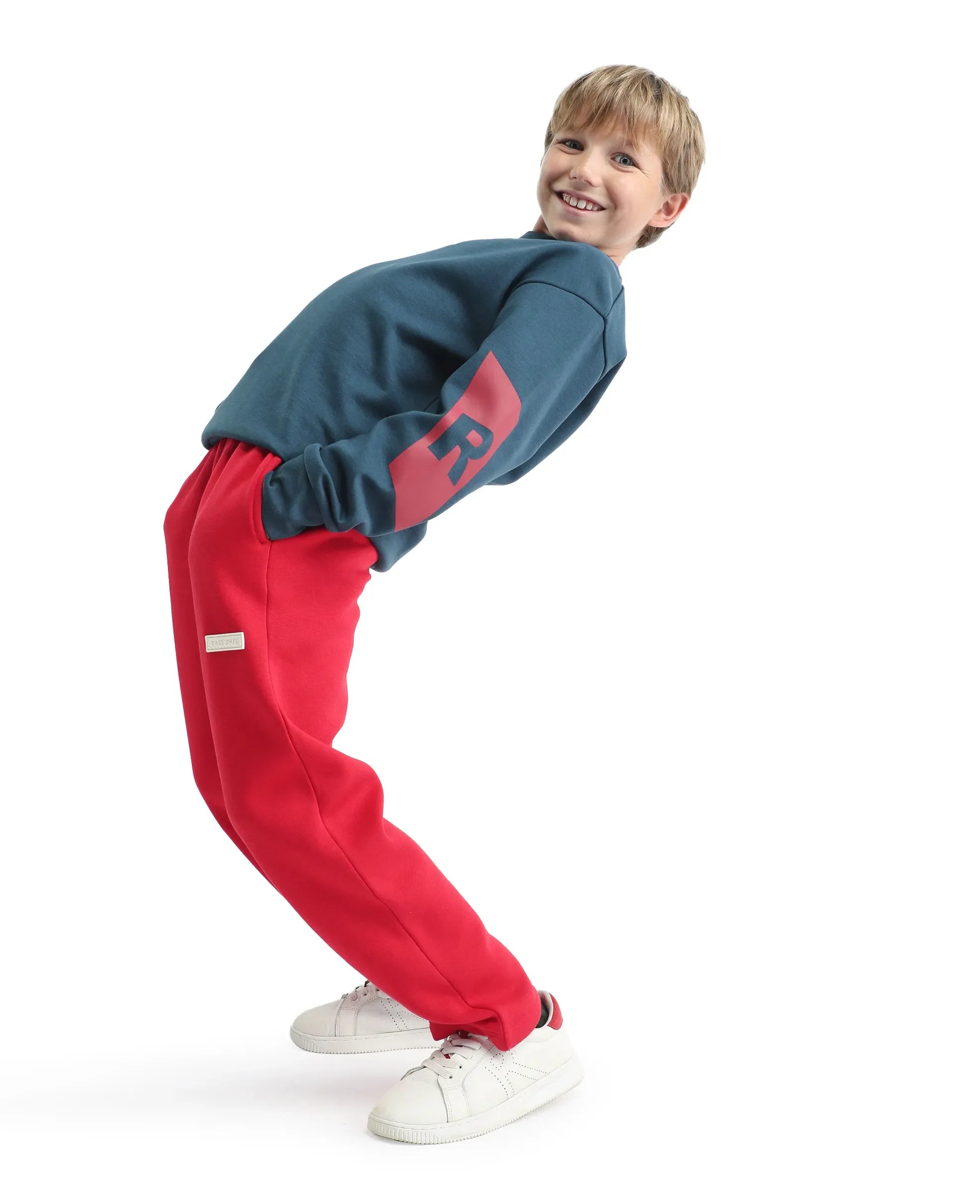 Rare Ones Kids Seron-25 Dark Teal Cotton Blend Pull-On Closure Placement Print Full Sleeves Oversized Sweatshirt