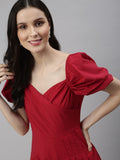 Women's Red Solid Jumpsuit