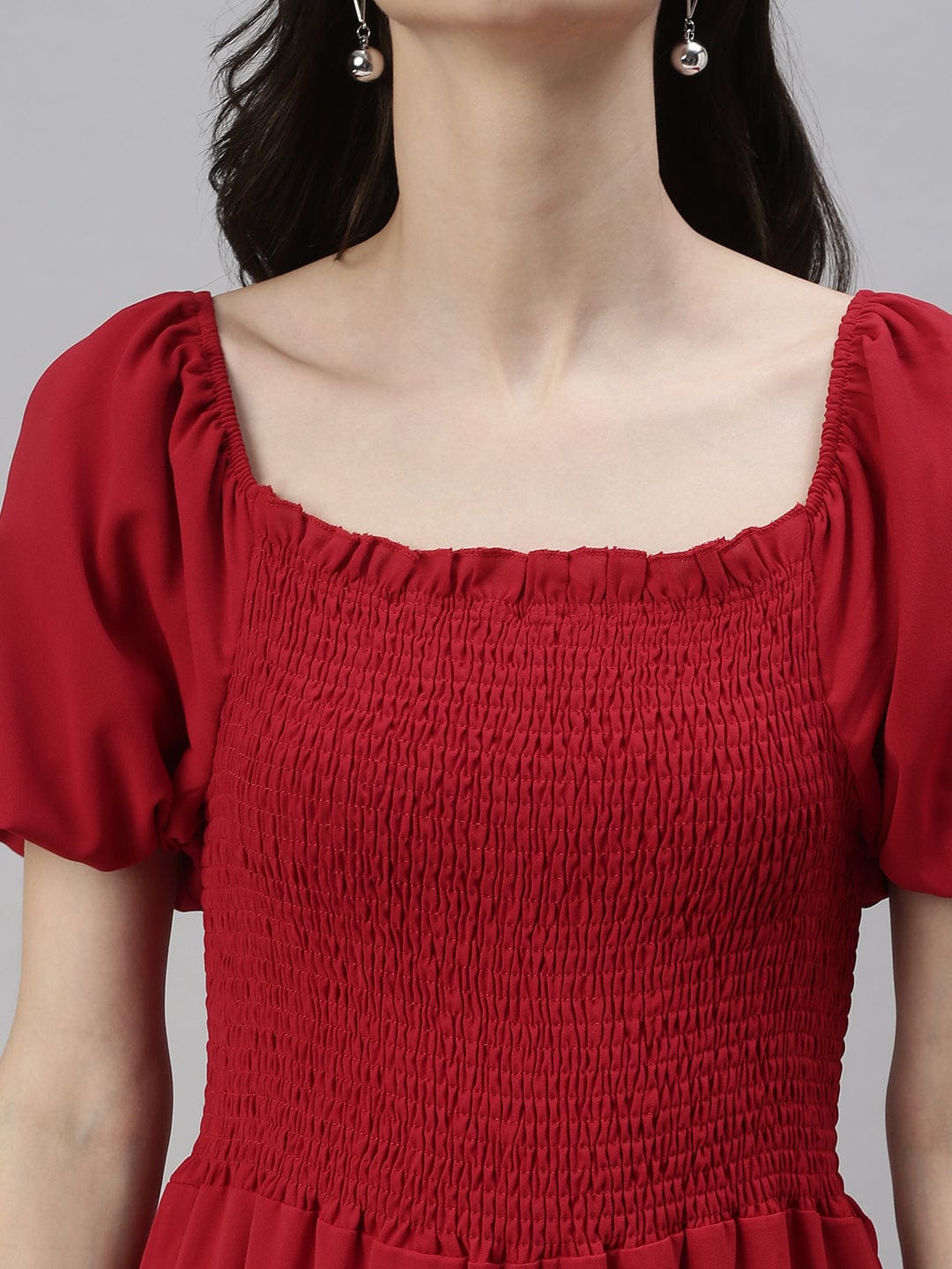 Women's Red Off-Shoulder Culotte Jumpsuit
