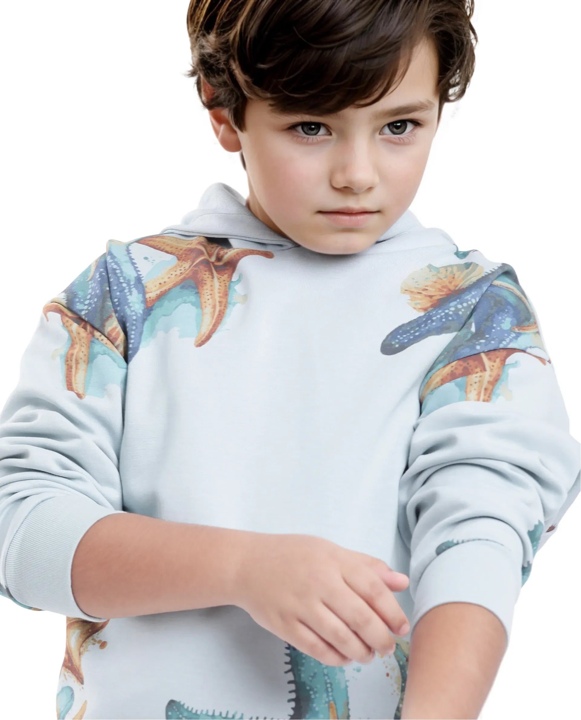 Rare Ones Kids Simson Pastel Blue Cotton Poly Full Sleeve Digital Print Sweatshirt