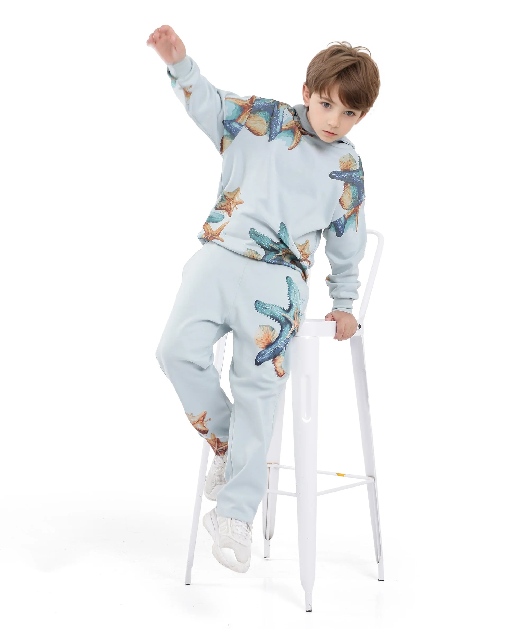 Rare Ones Kids Sims Pastel Blue Cotton Poly Digital Print Trackpant