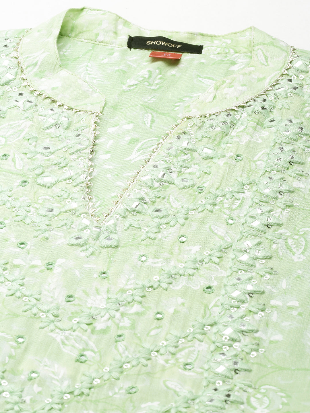 Women's Green Floral Printed Tiering Anarkali Kurta