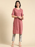 Women's Mauve Solid Straight Kurta