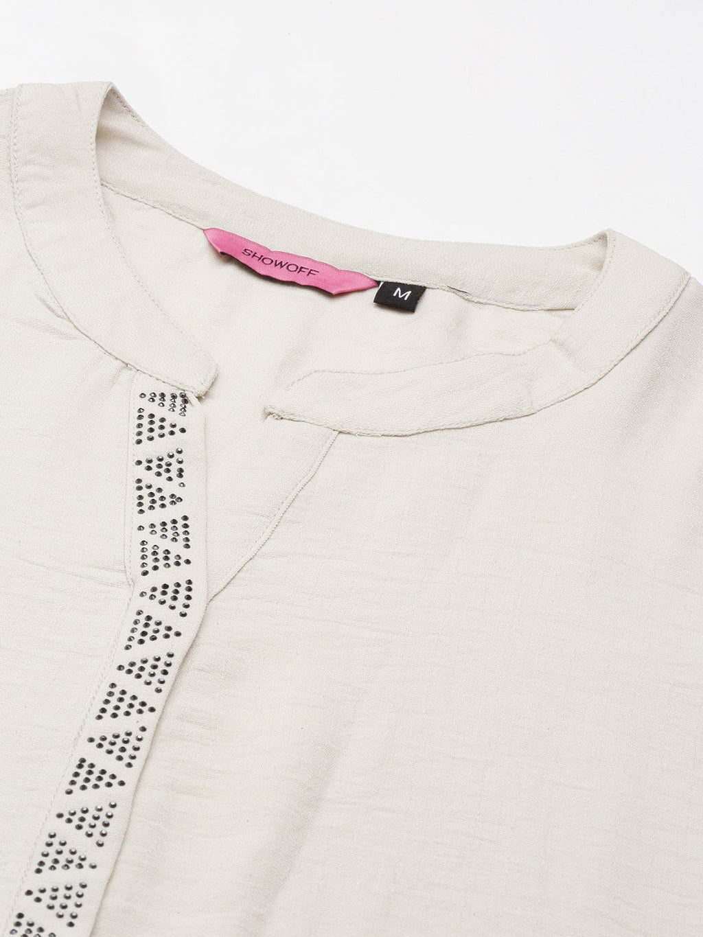 Women's Off White Mandarin Collar Straight Kurta