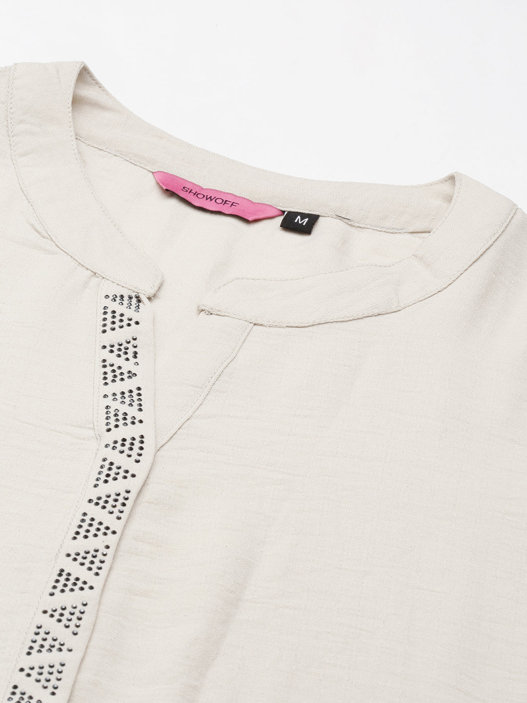 Women's Off White Mandarin Collar Straight Kurta