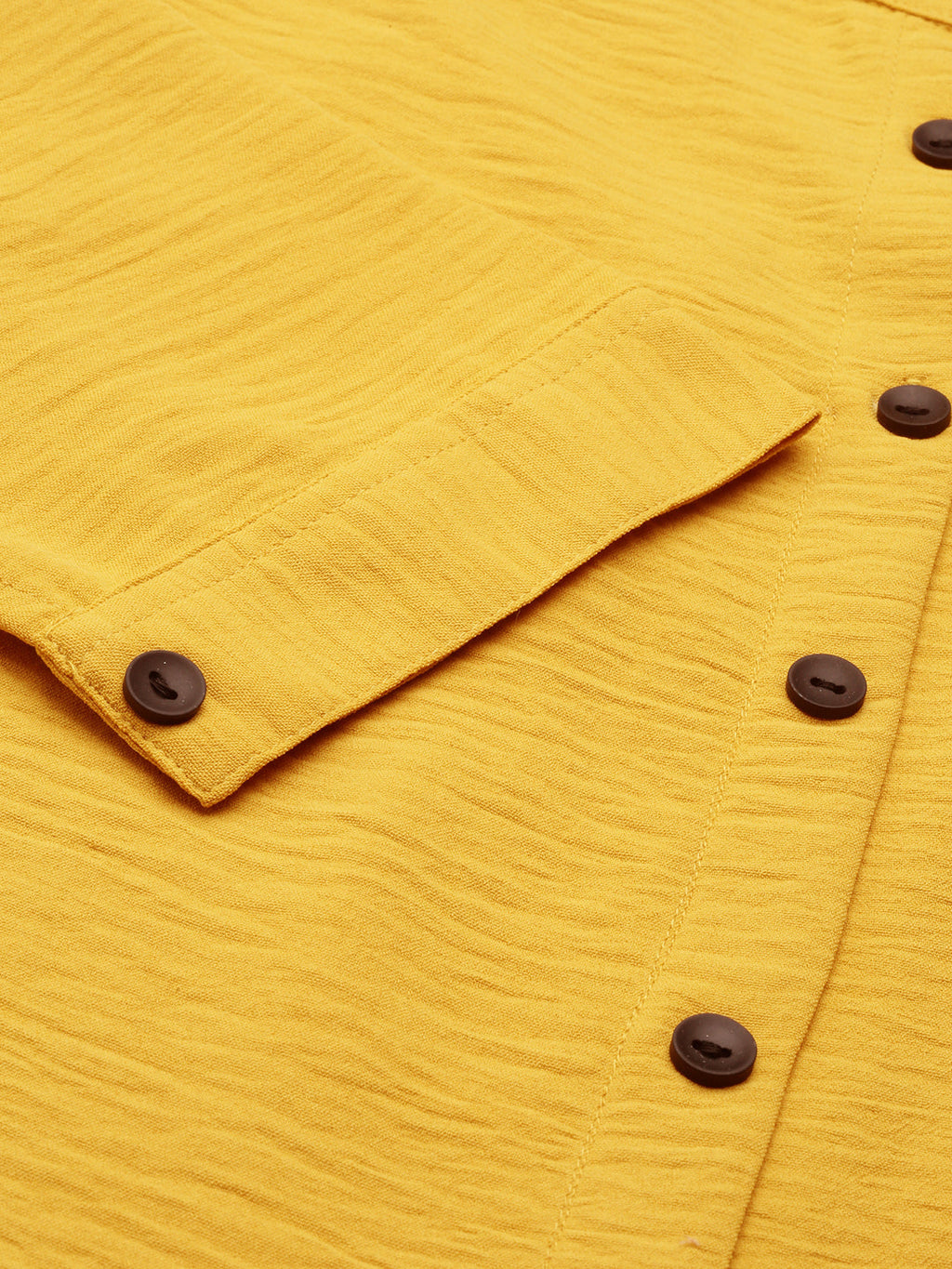 Women's Yellow Solid Calf Length Mandarin Collar Straight Kurta