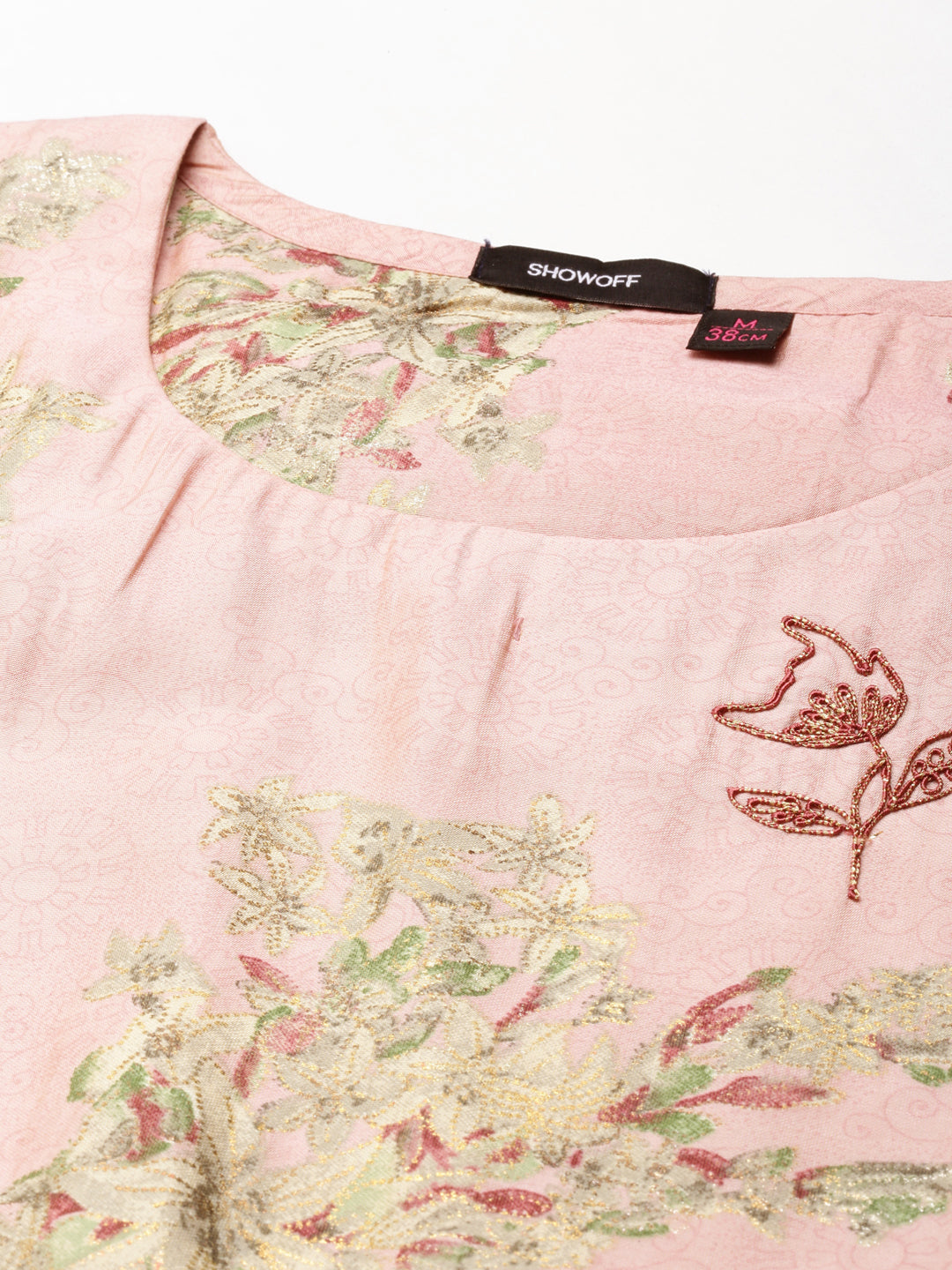 Women's Pink Printed Straight Kurta