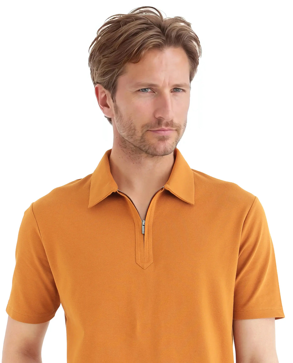 Rare Rabbit Men's Ski Rust Cotton Plain Regular Fit Half Sleeve Polo