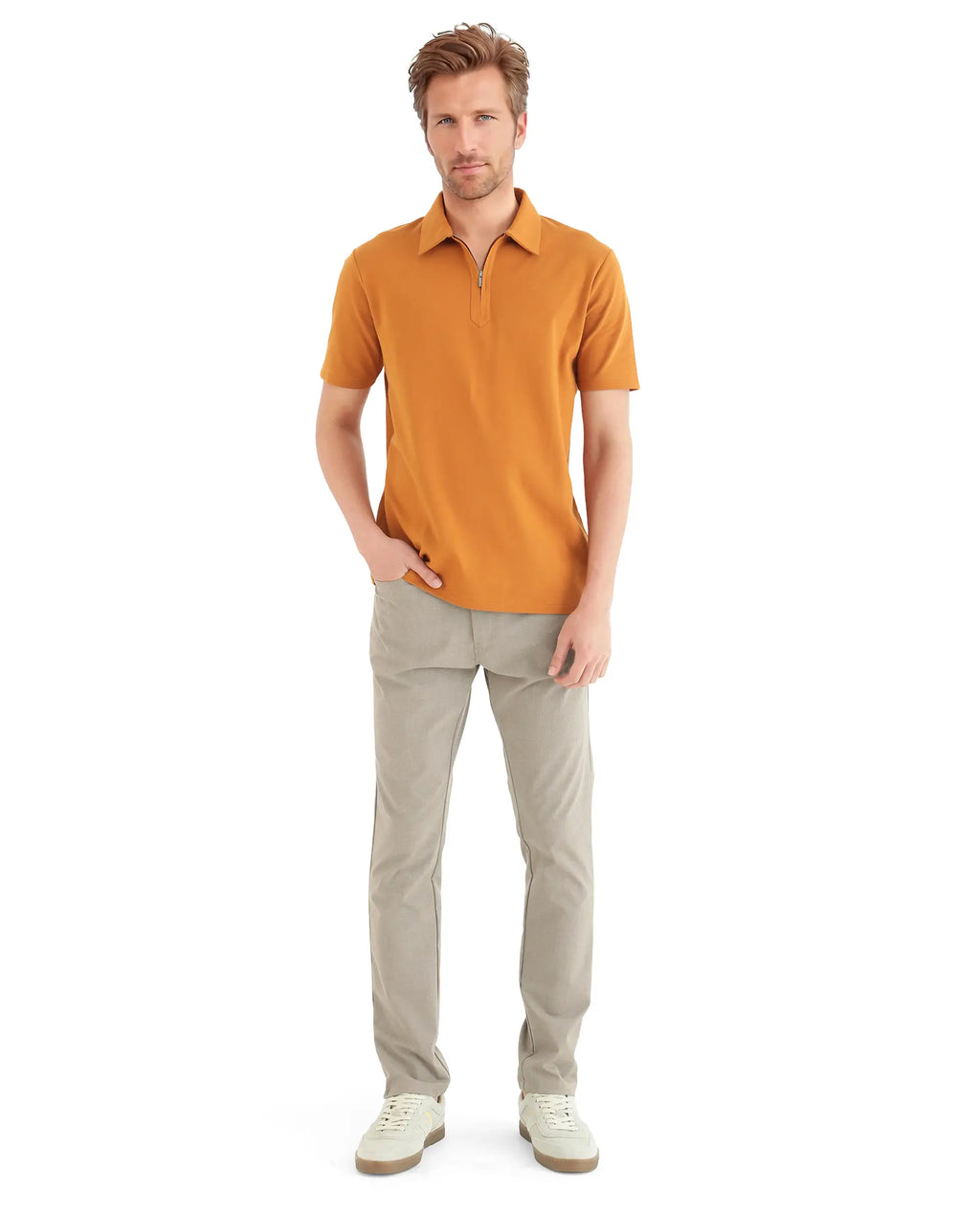 Rare Rabbit Men's Ski Rust Cotton Plain Regular Fit Half Sleeve Polo