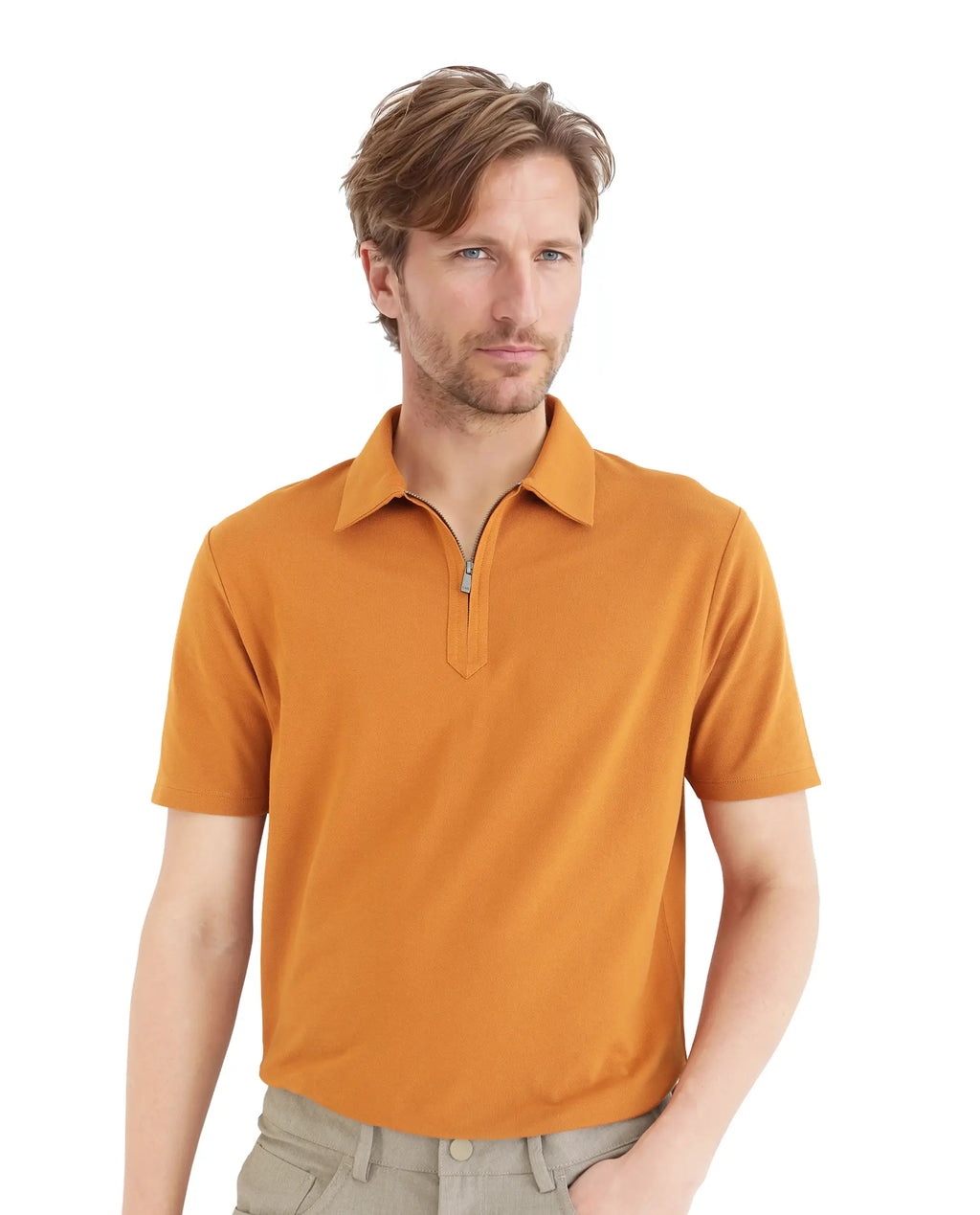 Rare Rabbit Men's Ski Rust Cotton Plain Regular Fit Half Sleeve Polo