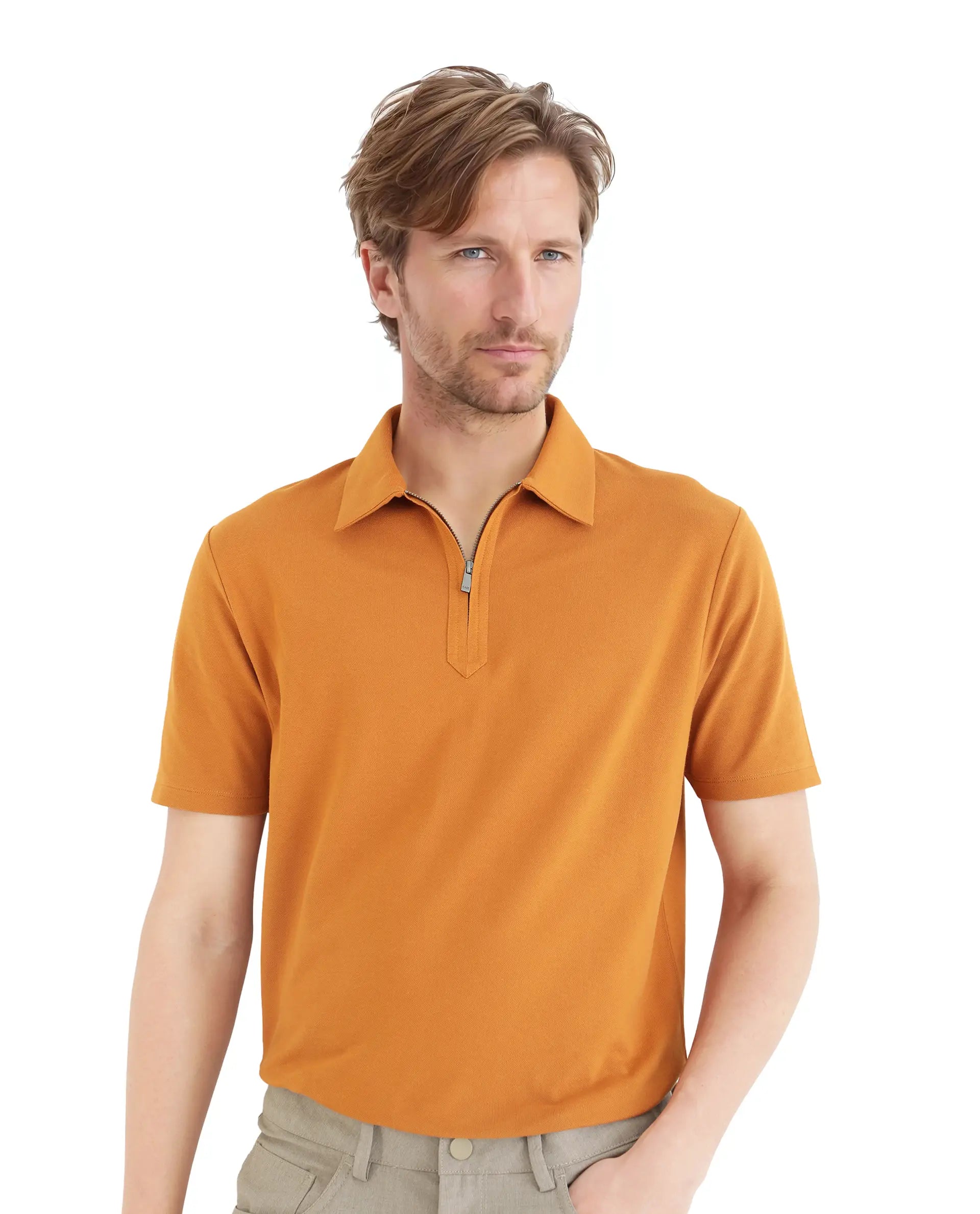 Rare Rabbit Men's Ski Rust Cotton Plain Regular Fit Half Sleeve Polo