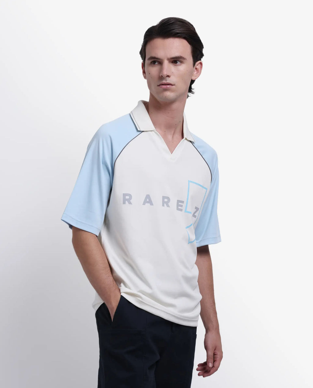 Rare Rabbit Men's Skot Off White Polyester Blend Graphic Print Oversized Fit Half Sleeve Polo