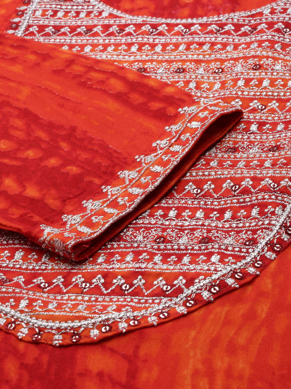 Women's Orange Abstract Printed Straight Kurta