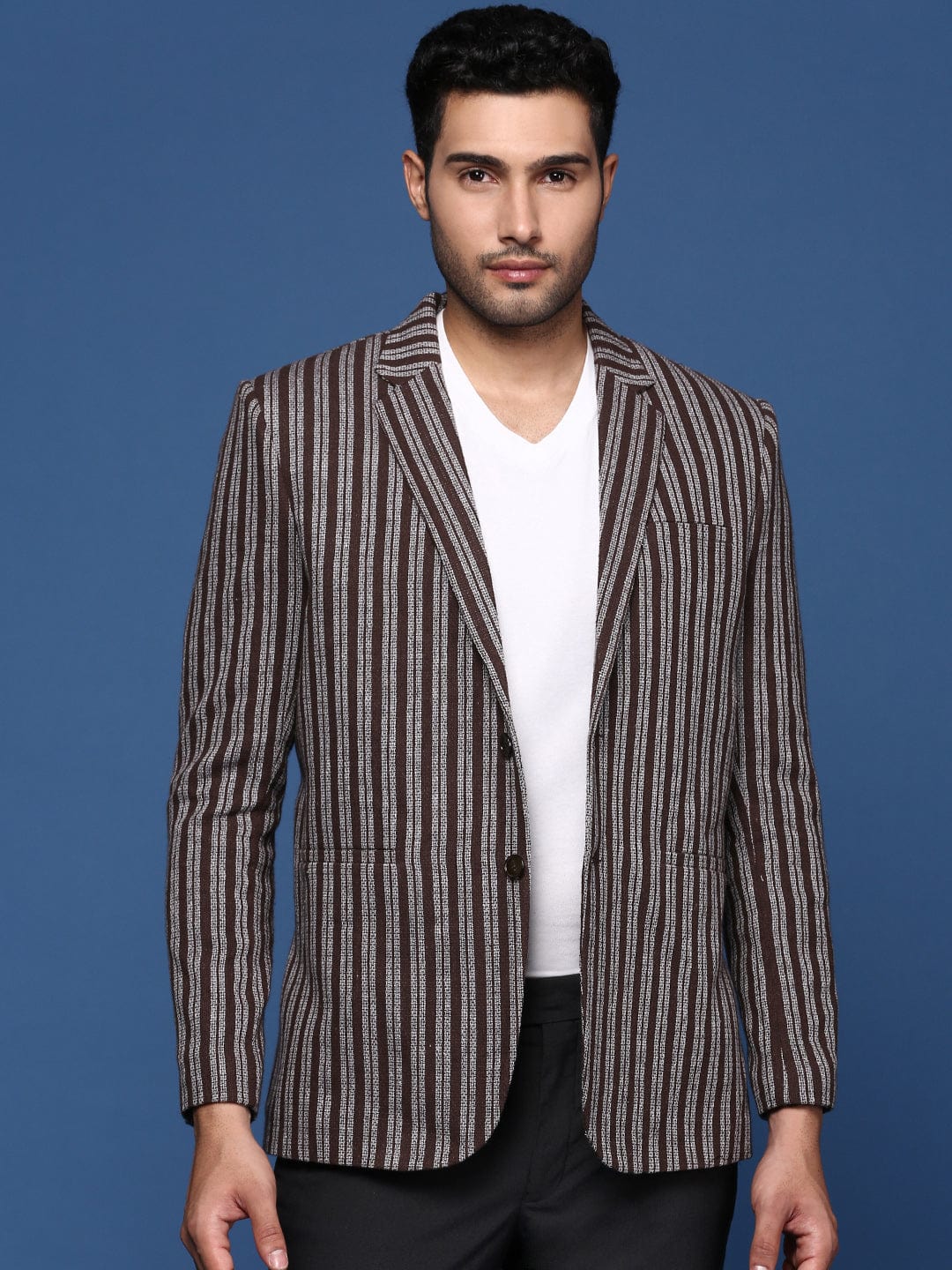 Men's Brown Slim Fit Single Breasted Blazer