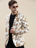 Men's White Printed Cotton Blazers