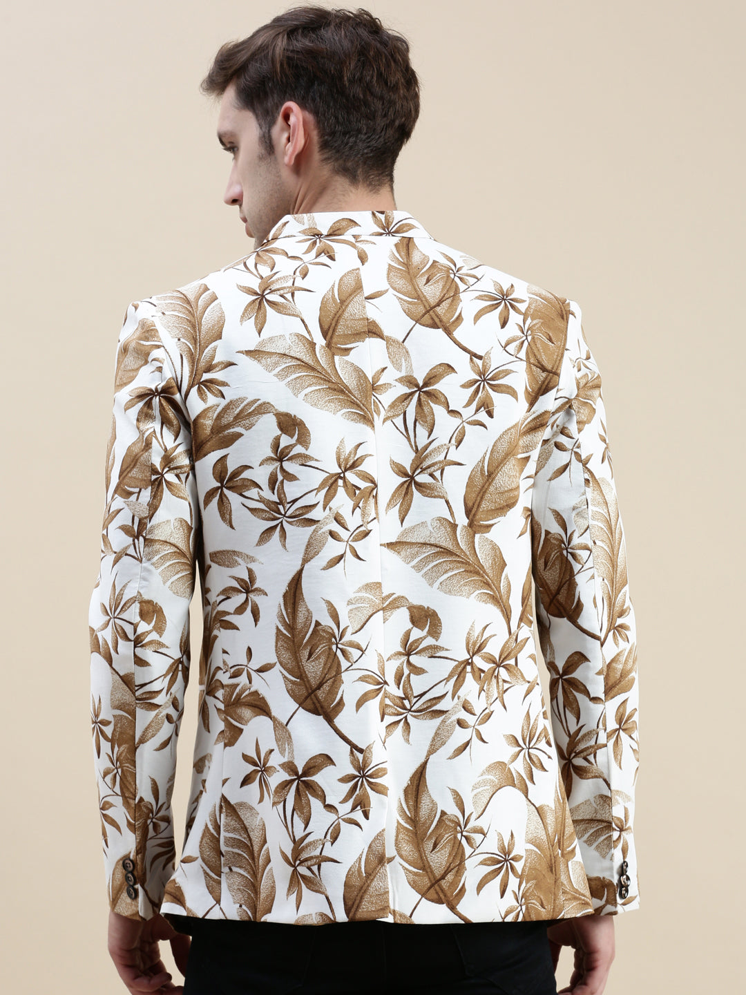 Men's White Printed Cotton Blazers