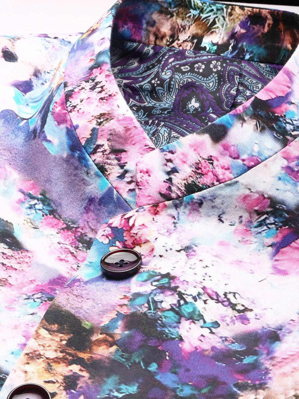 Men's Multi Floral Printed Bandhgala Slim Fit Blazer