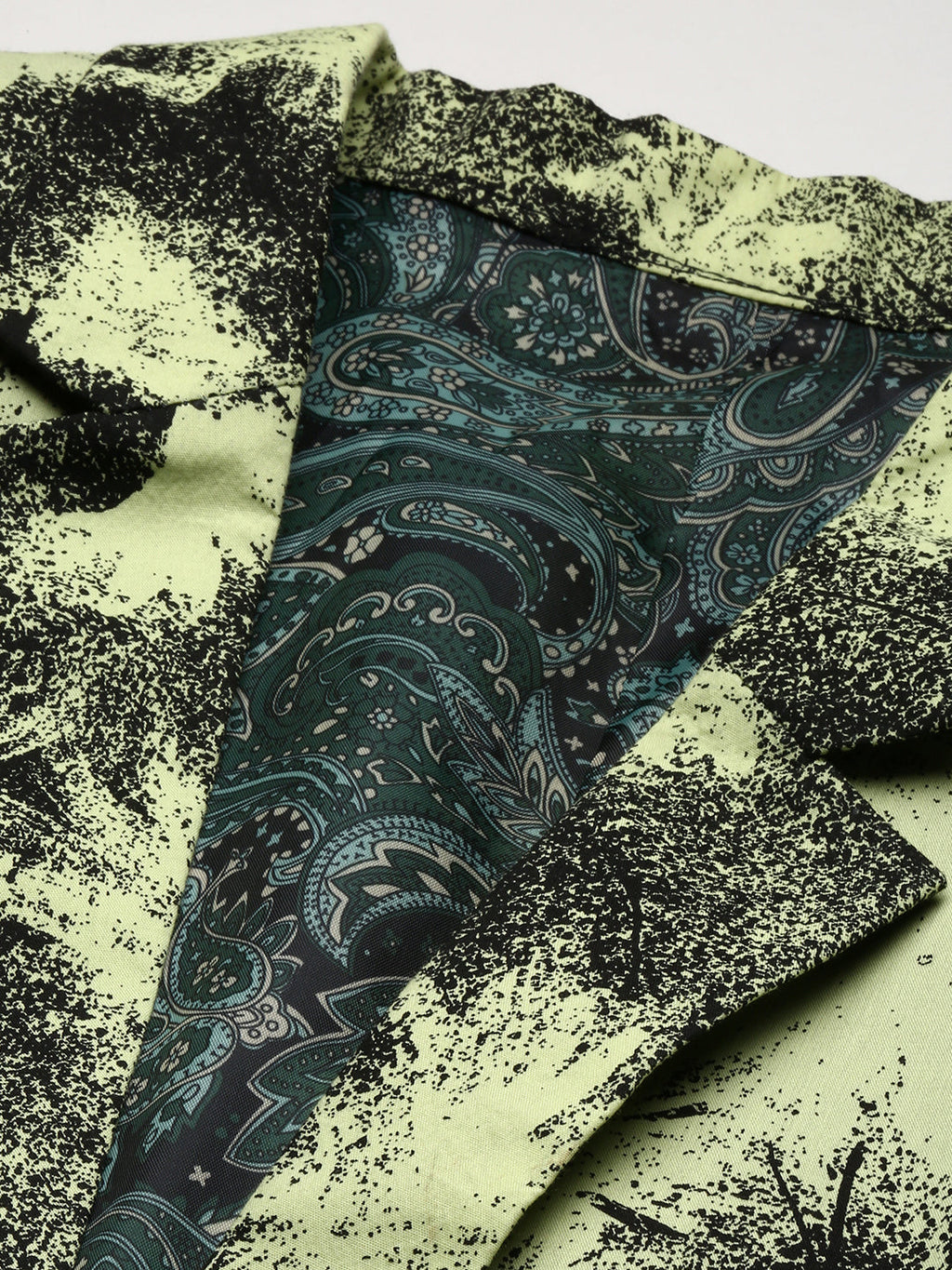 Men's Yellow Printed Notched Lapel Slim-Fit Single-Breasted Blazer