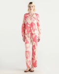 Rareism Women's Somyan B Pink Rayon Floral Print Ankle Length Straight Fit Trouser