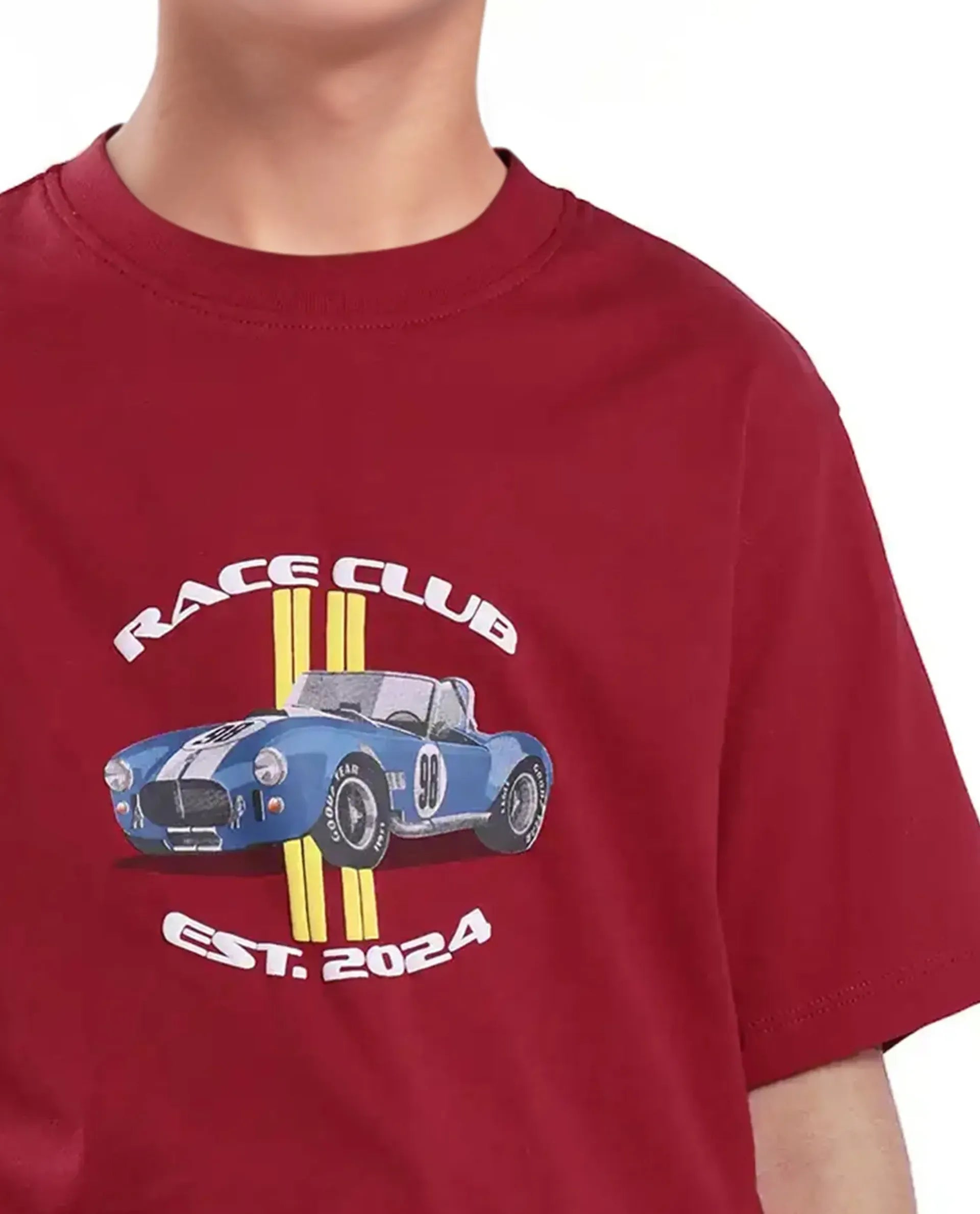 Rare Ones Kids Speed Red Cotton Half Sleeve Printed Slip-On Closure Regular Fit T-Shirt