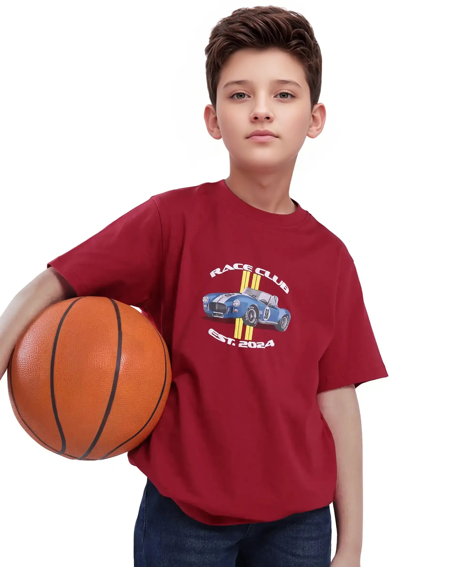 Rare Ones Kids Speed Red Cotton Half Sleeve Printed Slip-On Closure Regular Fit T-Shirt