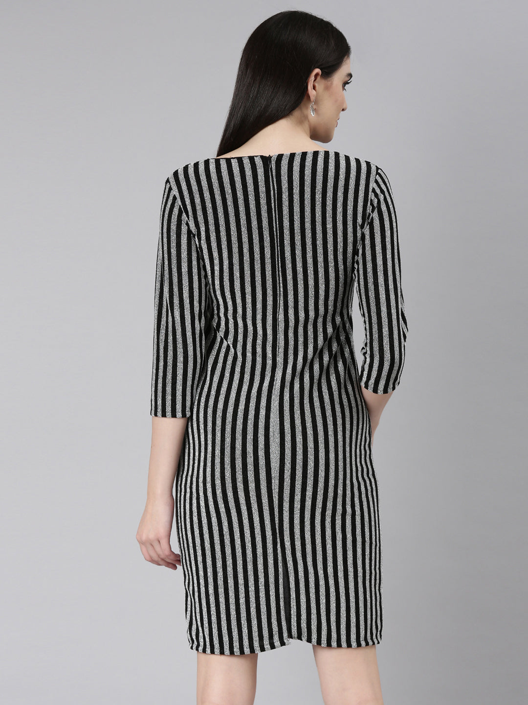 Women's Silver Striped Bodycon Dress