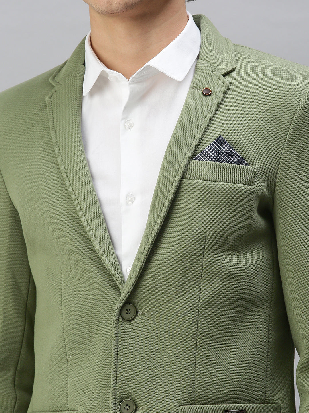 Men's Green Single-Breasted Slim Fit Blazer with Notched Lapel