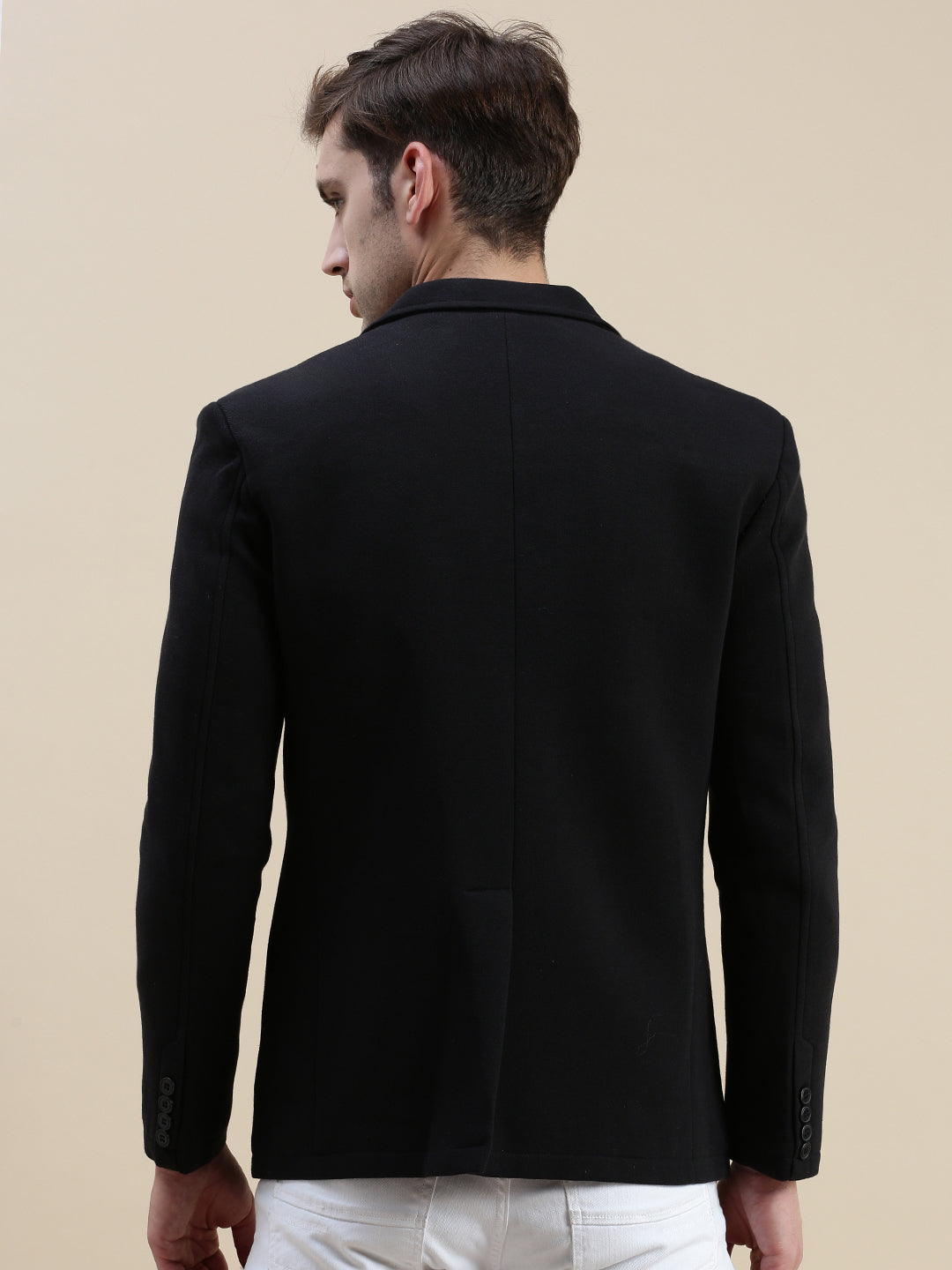 Men's Black Notched Lapel Single-Breasted Formal Blazer