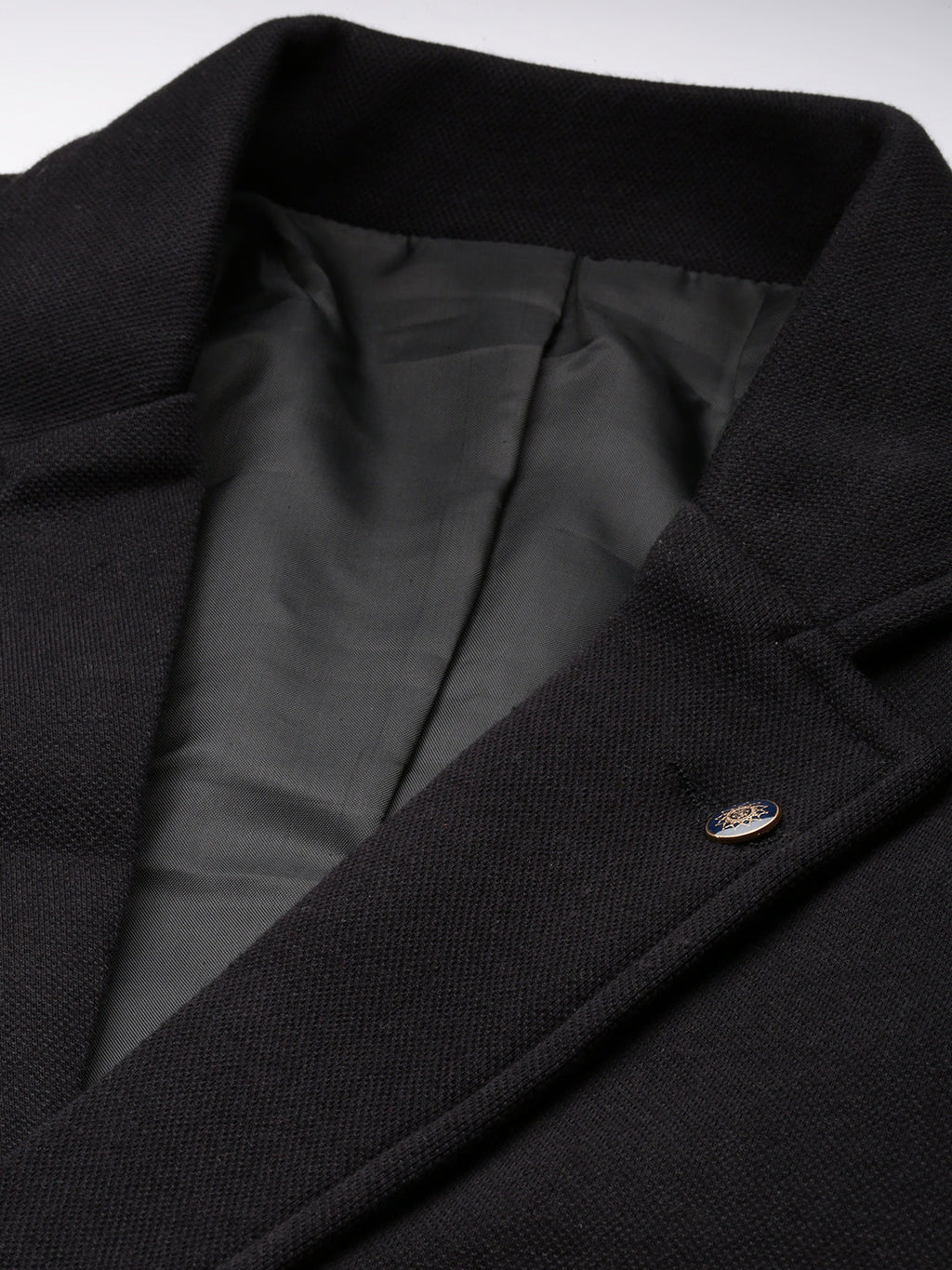 Men's Black Notched Lapel Single-Breasted Formal Blazer