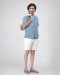 Rare Rabbit Men's Steo White Cotton Blend Plain Relaxed Fit Shorts