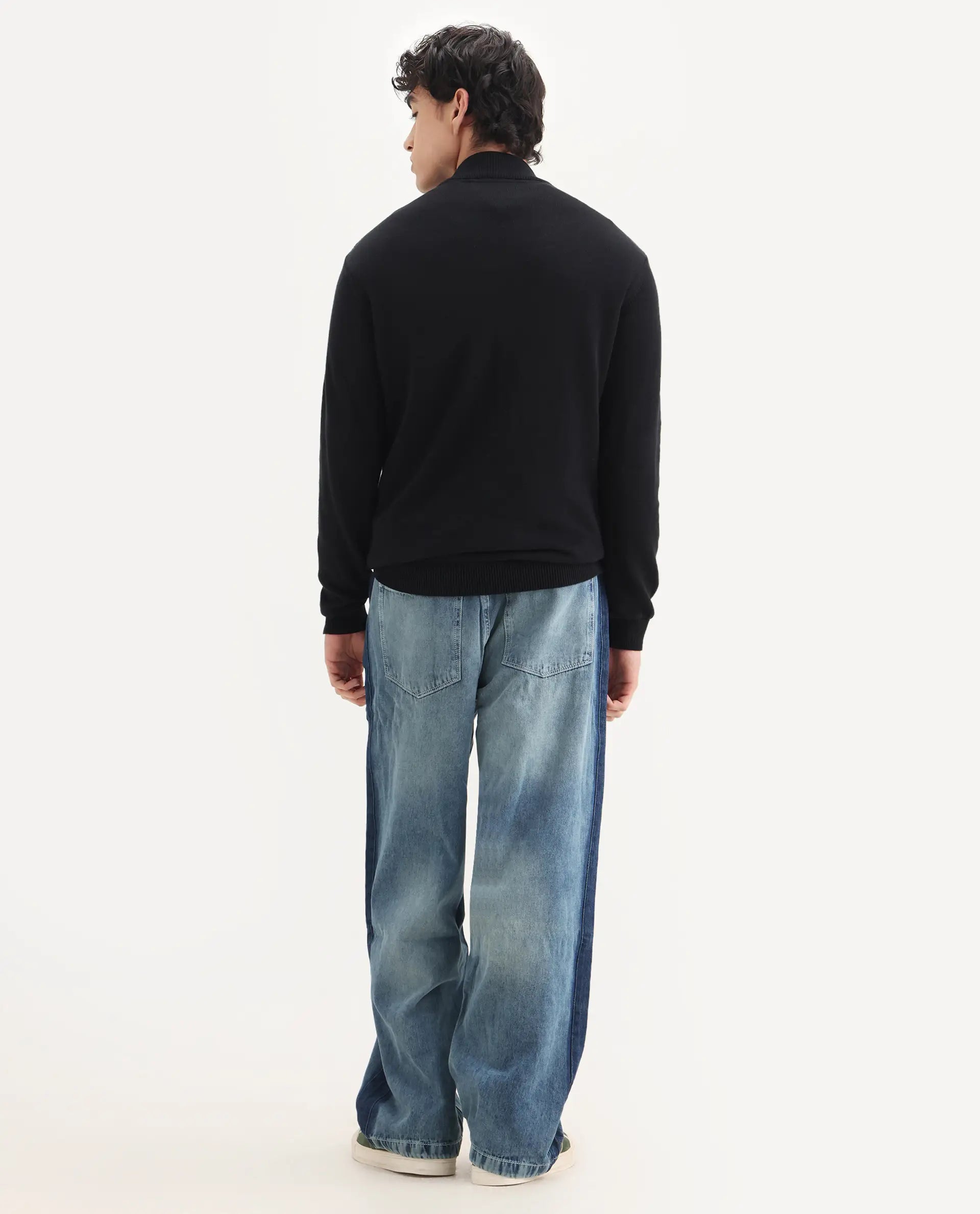 Rare Rabbit Men's Strito Light Blue Cotton Plain Baggy Fit Jeans