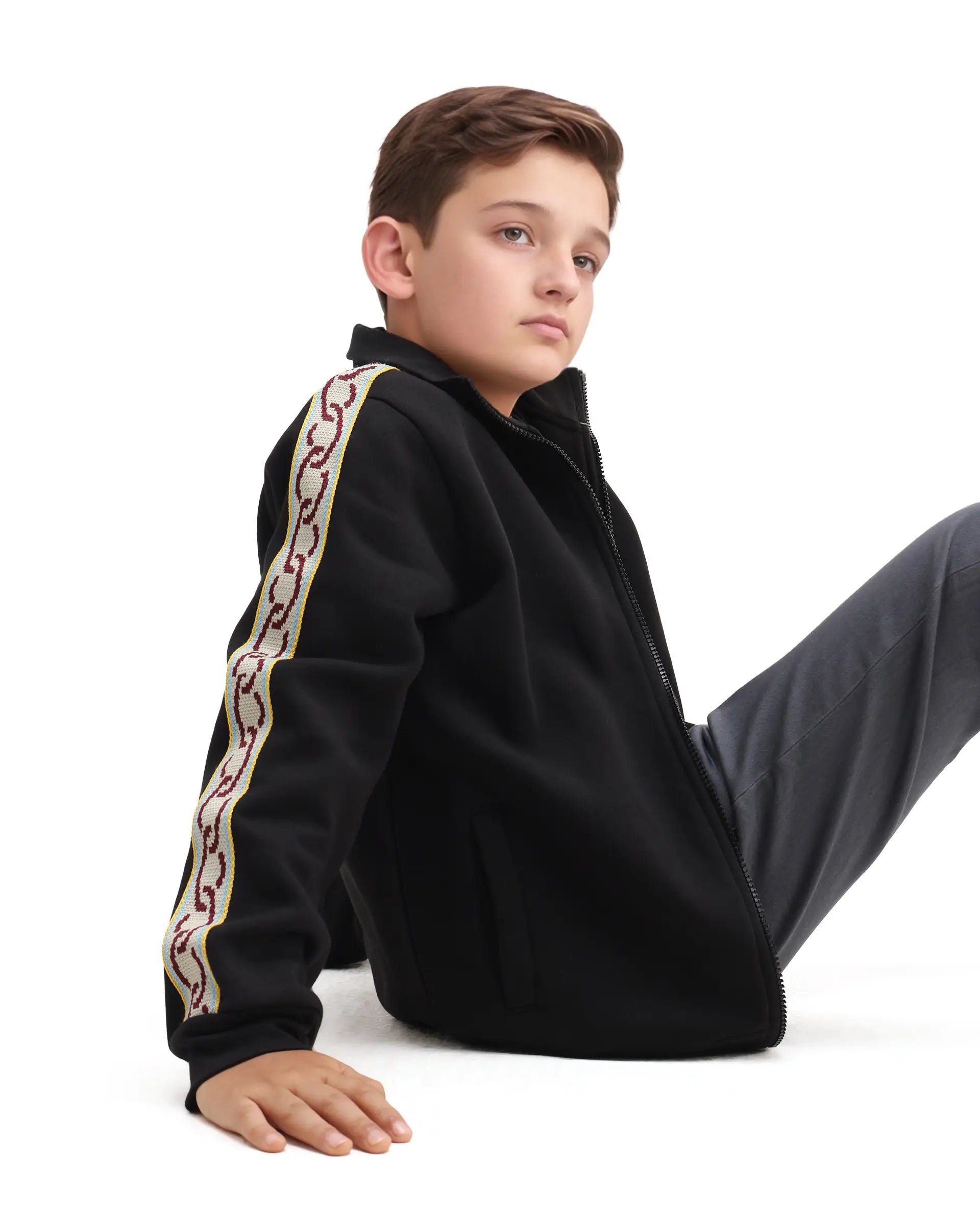 Rare Ones Kids Sugar Black Cotton Blend Solid Regular Fit Sweatshirt