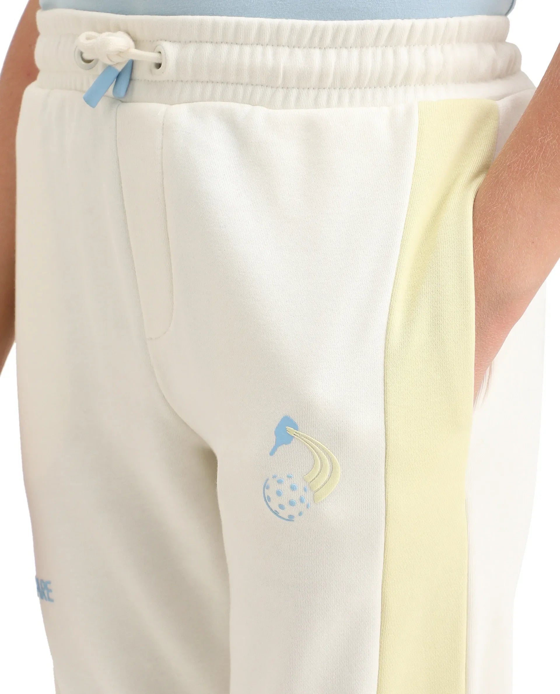 Rare Ones Kids Tage-B Off White Cotton Blend Drawstring Closure Regular Fit Trackpant