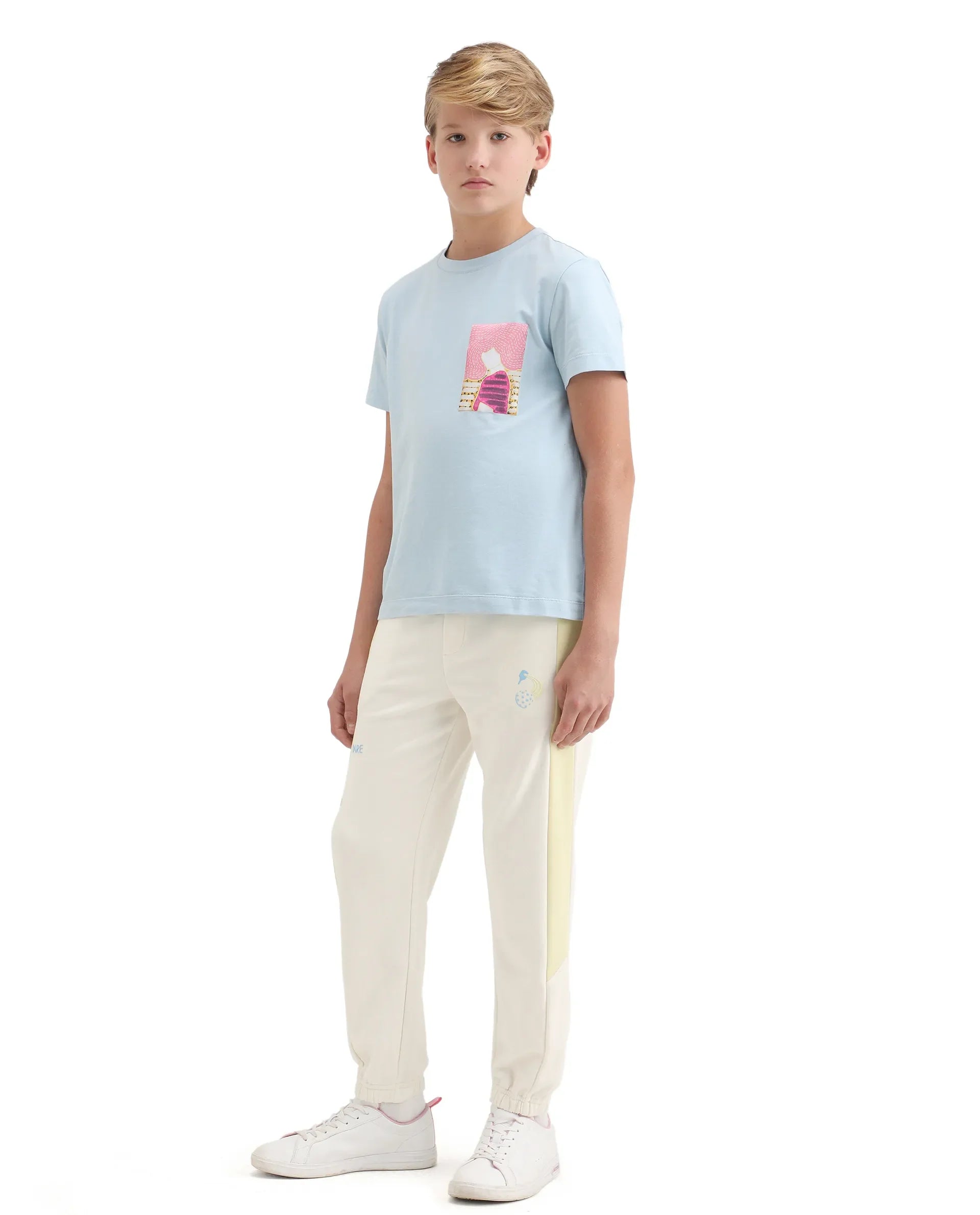 Rare Ones Kids Tage-B Off White Cotton Blend Drawstring Closure Regular Fit Trackpant