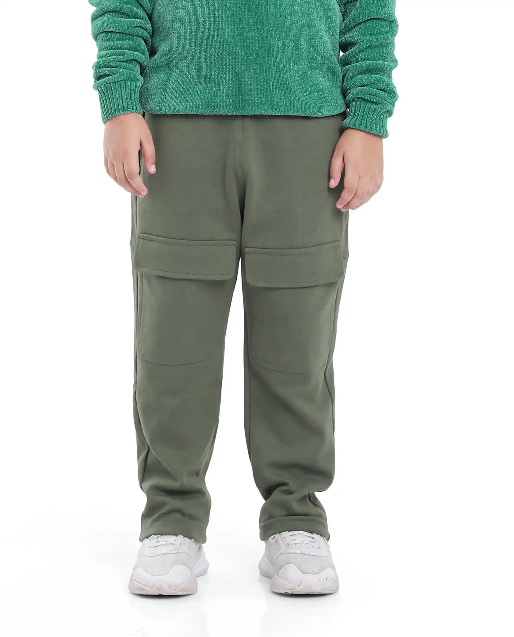 Rare Ones Kids Tami Green Cotton Poly Regular Fit Multipocket Solid Trackpant