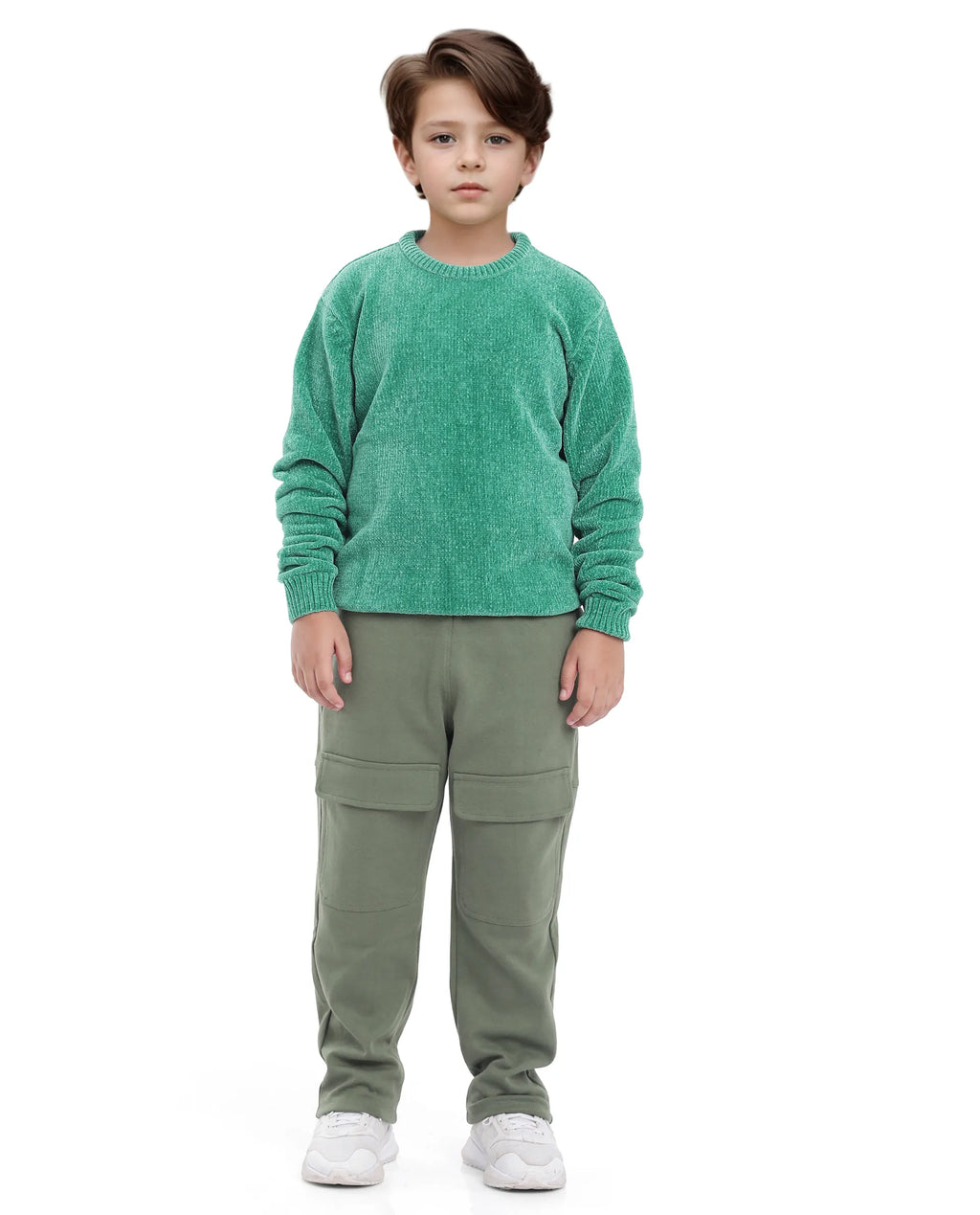 Rare Ones Kids Tami Green Cotton Poly Regular Fit Multipocket Solid Trackpant